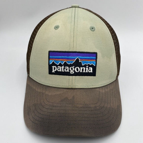 Patagonia Fitz Roy Mens P-6 Logo Trucker Hat Brown Baseball Cap Mesh Horizon ** - Picture 1 of 10